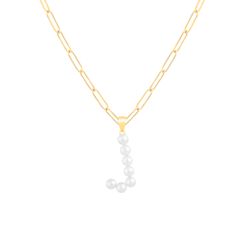 Letter J Initial Cultured Freshwater Pearl 18K Gold Over Sterling Silver
Pendant With  18" Chain
