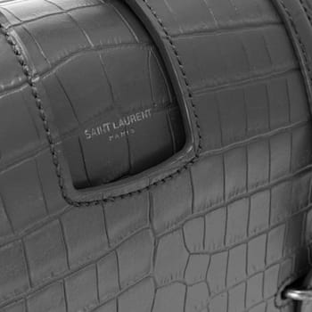 Saint Laurent Charlotte Crocodile Embossed Leather Grey Crossbody Bag
