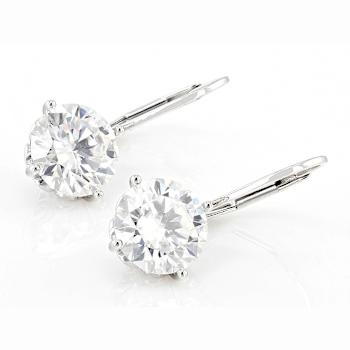 Large Round Moissanite Solitaire Drop Earrings In Platinum-Enhanced
Sterling Silver