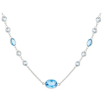 Swiss Blue Topaz 14k White Gold 18" Necklace 7.93ctw