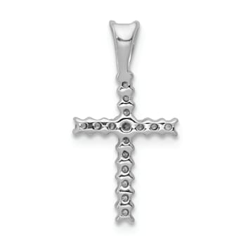 Rhodium Over 14K White Gold 1/6ct. Diamond Latin Cross Pendant