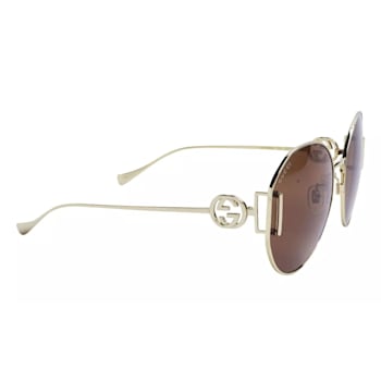 Gucci Gold Tone Frame with "GG Logo" / Brown Lens Sunglasses