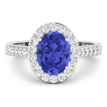 1.8ctw Violet Tanzanite and Diamond 14K White Gold Halo Ring