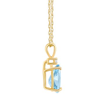 8x5mm Pear Shape Aquamarine with Diamond Accent 14k Yellow Gold Pendant
With Chain