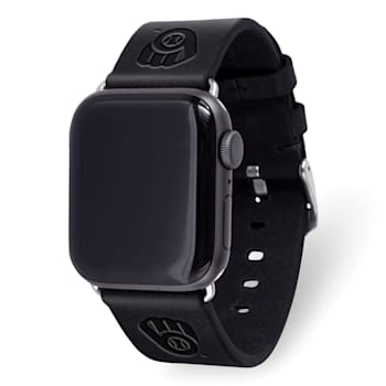 Gametime MLB Milwaukee Brewers Black Leather Apple Watch Band (42/44mm
S/M). Watch not included.