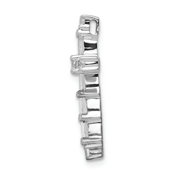 Rhodium Over 14k White Gold Diamond Cross Chain Slide Pendant