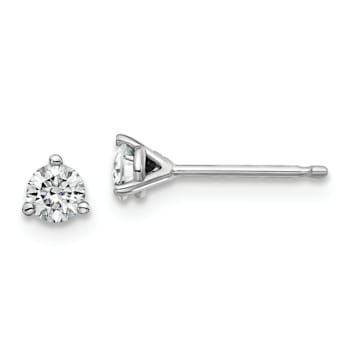 Rhodium Over 14K White Gold 1/3ct. 3.5mm Round J-K Color Moissanite Earrings