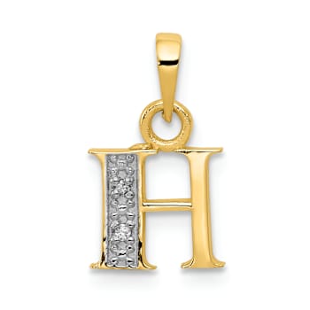 10k Yellow Gold and Rhodium Over 10k Yellow Gold Accent Diamond Letter H
Initial Pendant