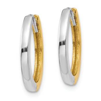 14k Yellow Gold and 14k White Gold 7/16" Round Hinged Hoop Earrings