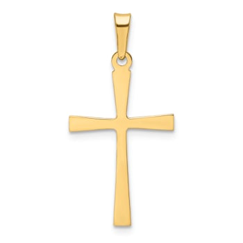14k Yellow Gold Textured and Polished Latin Cross Pendant