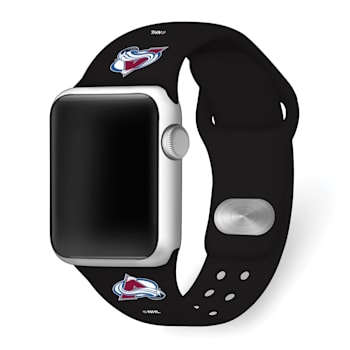Gametime NHL Colorado Avalanche Black Silicone Apple Watch Band (42/44mm
M/L). Watch not included.