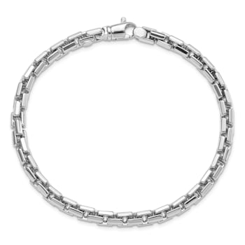 Rhodium Over 14K White Gold Polished Chain Bracelet