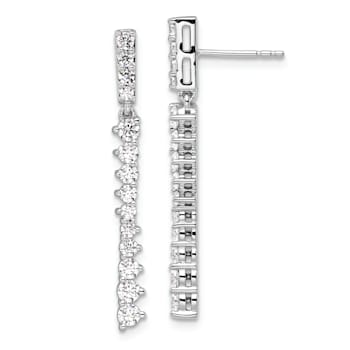 Rhodium Over 14K White Gold Lab Grown Diamond Post Dangle Earrings