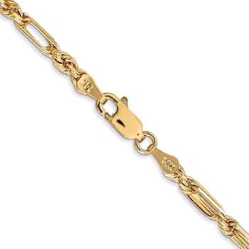 14k Yellow Gold 3mm Solid Diamond-Cut Milano Rope 22 Inch Chain