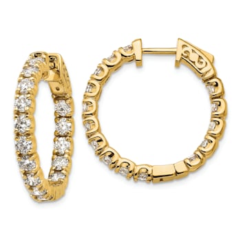 14K Yellow Gold Oro Spotlight Lab Grown Diamond SI+, H+, Round Hoop with
Safety Clasp Earrings