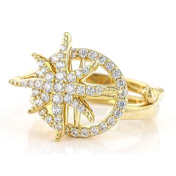 CZ Star Ring In 18K Gold Over Sterling Silver 0.86ctw