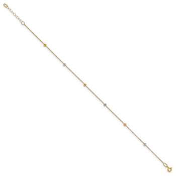 14K Two-Tone Polished Diamond-cut with 1-inch Extension Anklet