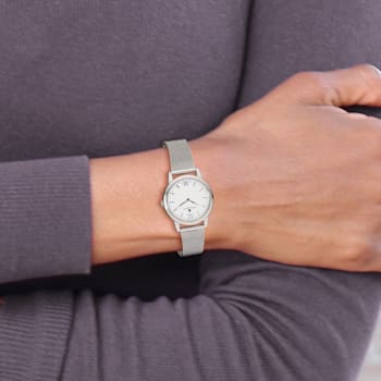 Ladies Charles Hubert Stainless Steel Silver-tone Dial Mesh Band Watch