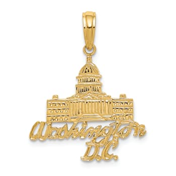 14k Yellow Gold Textured Washington D.C. Capitol Building Pendant