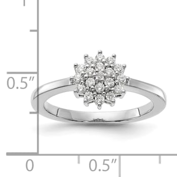 Rhodium Over 14K White Gold Lab Grown Diamond SI1/SI2, G H I, Cluster Ring