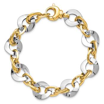 14k Two-tone Gold 14.5mm Polished Fancy Link Bracelet