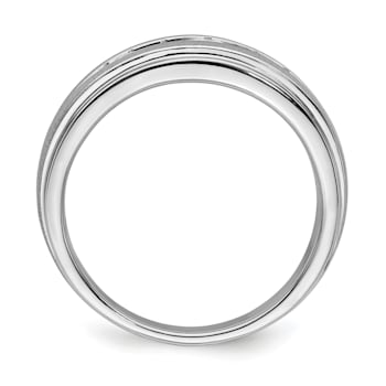 Rhodium Over 10K White Gold Lab Grown Diamond, SI1/SI2, G H I, Men's Ring