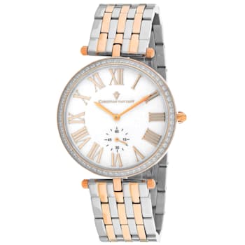 Christian Van Sant Women's Hush White Dial, Two tone Stainless Steel Watch