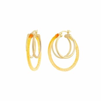 14K Yellow Gold Over Sterling Silver Acrylic Multi-Hoop Earrings in Honey
