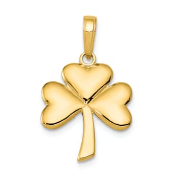 14K Yellow Gold Polished Solid Shamrock Pendant