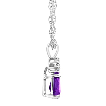 7x5mm Pear Shape Amethyst with Diamond Accents 14k White Gold Pendant
With Chain