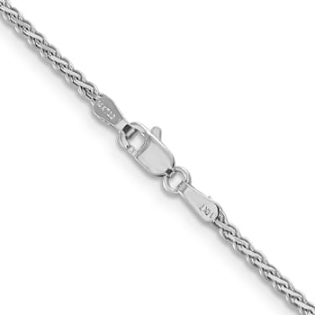 Rhodium Over 14k White Gold 1.9mm Solid Flat Wheat 20 Inch Chain