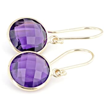 Purple Amethyst 14k Yellow Gold Dangle Earrings 8.00ctw