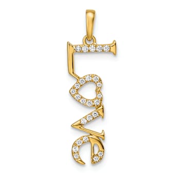14K Yellow Gold Polished LOVE Diamond Pendant