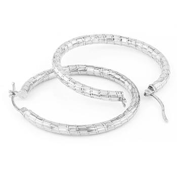 Diamond-Cut Hoop Earrings In Sterling Silver 1.25"