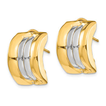14k yellow Gold and Rhodium Over 14k Yellow Gold Stud Earrings