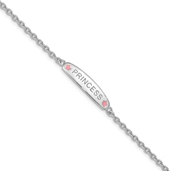 Rhodium Over Sterling Silver Enameled PRINCESS with 1-inch Extender
Children's Bracelet