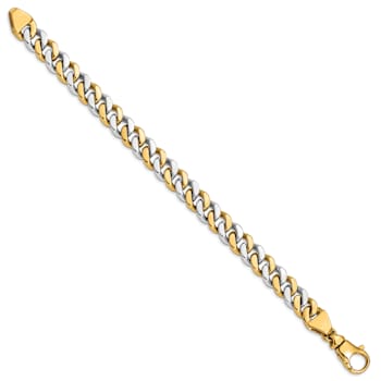14k Yellow Gold and 14k White Gold 10mm Hand Polished Fancy Link Bracelet