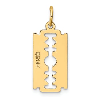 14k Yellow Gold Polished Razor Blade Charm