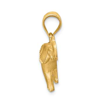 14k Yellow Gold Brushed and Diamond-Cut Elephant Pendant