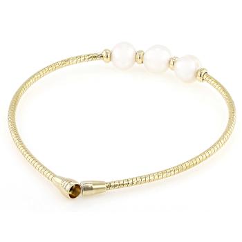 Graduating Freshwater Pearl Bracelet In 18K Gold Over Bronze