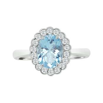 14K White Gold Aquamarine and Diamond Ring 1.05 ctw