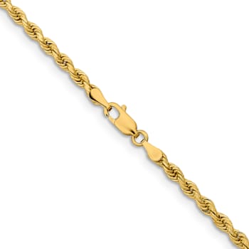 14k Yellow Gold 3.25mm Solid Diamond-Cut Rope 24 Inch Chain