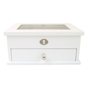 Mele and Co Large Lili Glass Top Wooden Jewelry Box