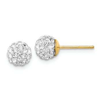 14k Yellow Gold 6mm Crystal Ball Stud Earrings