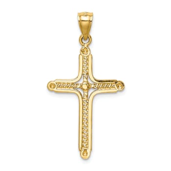 14k Yellow Gold Polished Braided Cross Pendant