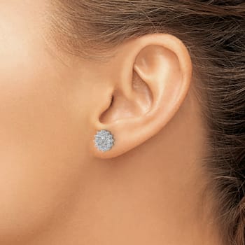 Rhodium Over 14K White Gold Lab Grown Diamond SI1/SI2, G H I, Cluster
Post Earrings