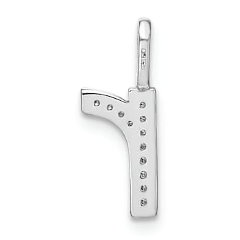 14K White Gold Diamond Lower Case Letter R Initial Pendant