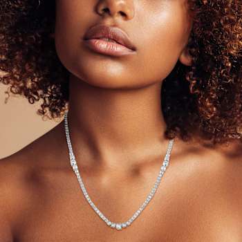 Rachel Zoe CZ Graduated Tennis Necklace in Rhodium Over Brass