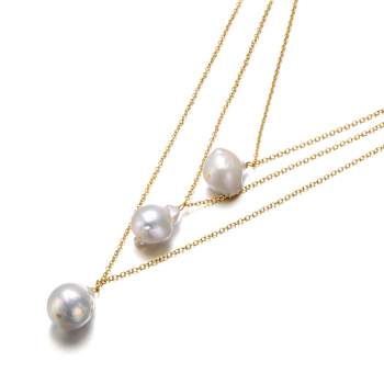 Freshwater Pearl Layered Necklace In 14K Gold Over Sterling Silver
