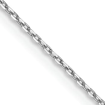 Rhodium Over 10k White Gold 0.8mm Diamond-Cut Cable 16 Inch Chain